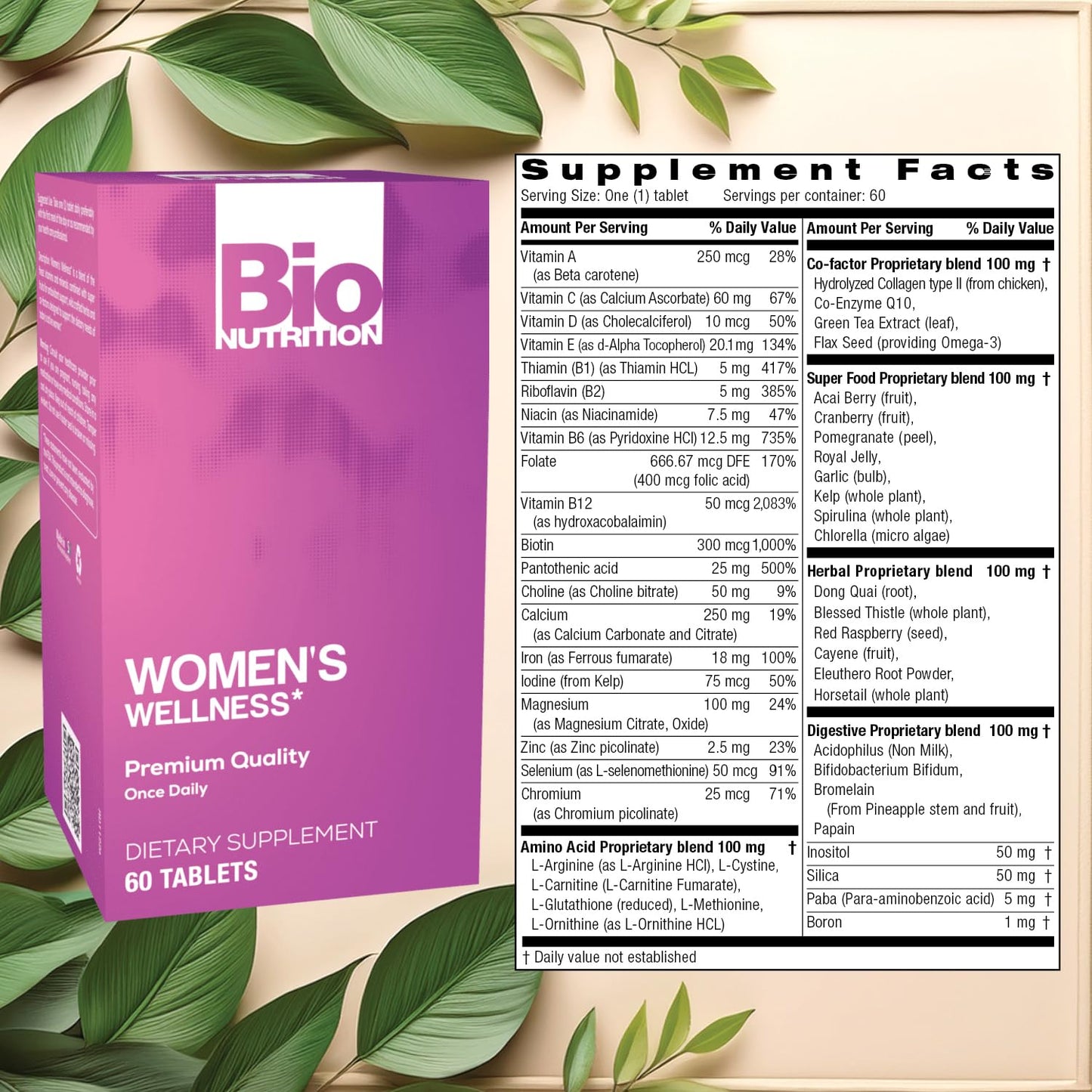 Bio Nutrition Women Wellness Tabs, 60 Count - dailyvitalstore