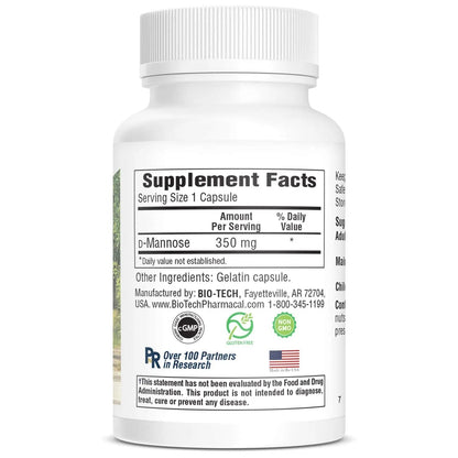 Bio-Tech Pharmacal D-Mannose, Supports Bladder and Urinary Tract Health (100 Count) - dailyvitalstore
