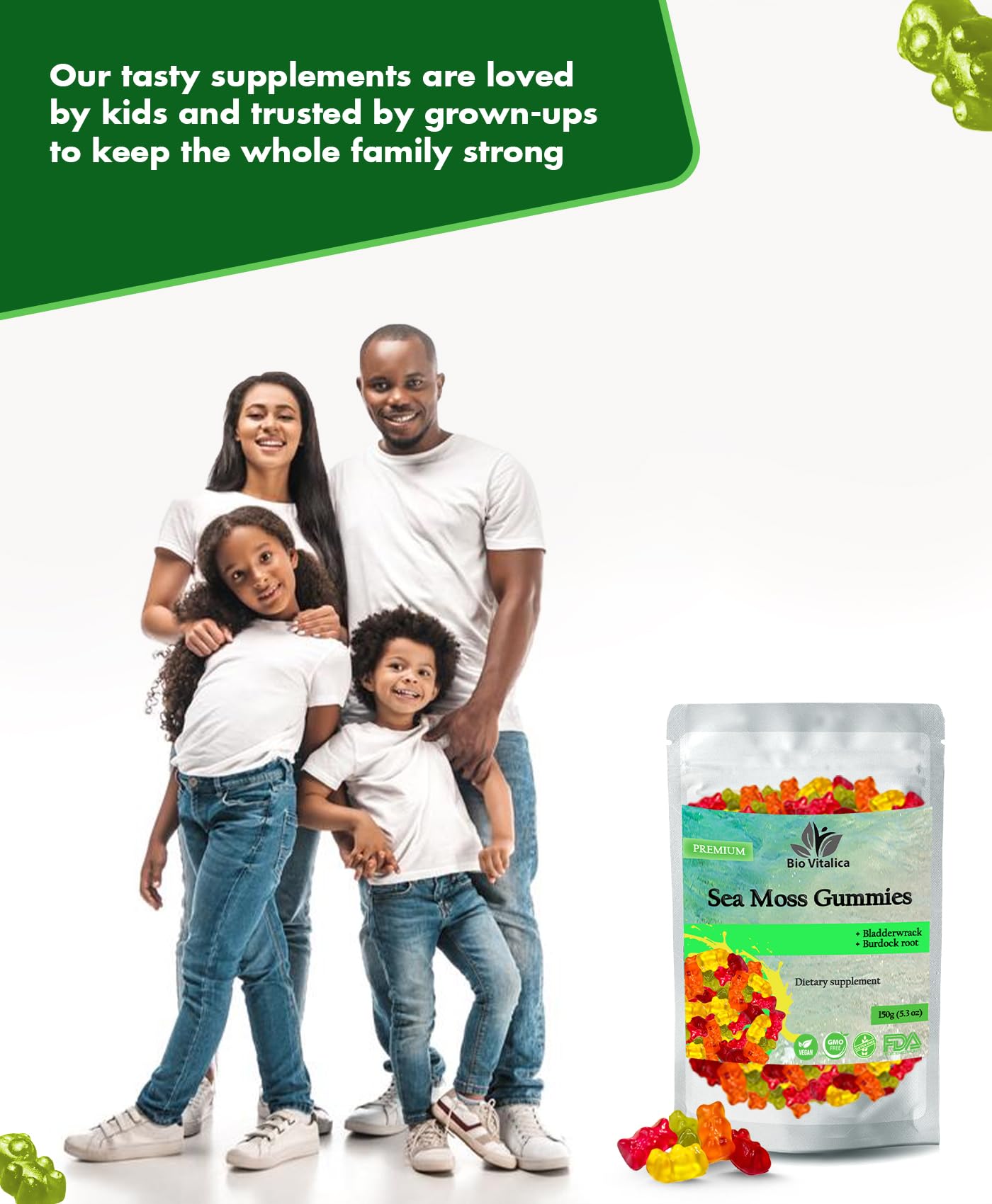 BIO VITALICA Sea Moss Gummies – with Bladderwrack & Burdock Root – Wildcrafted Gel + Powder – Vegan, Keto, Non-GMO, Gluten-Free – Fruity Mineral-Rich Gummies – 50 Count (3 Pack) - dailyvitalstore