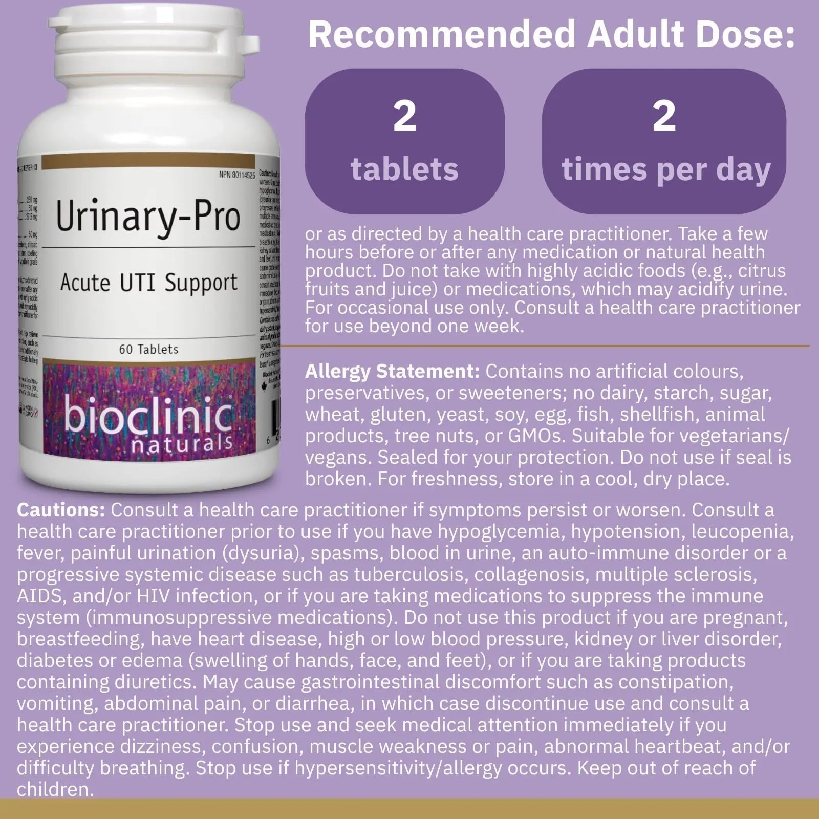 Bioclinic Naturals Urinary-Pro 60 Tablets - dailyvitalstore