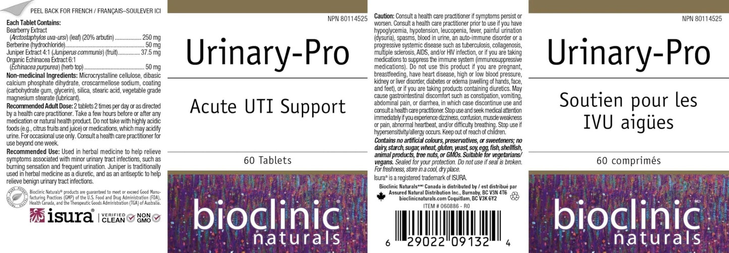 Bioclinic Naturals Urinary-Pro 60 Tablets - dailyvitalstore