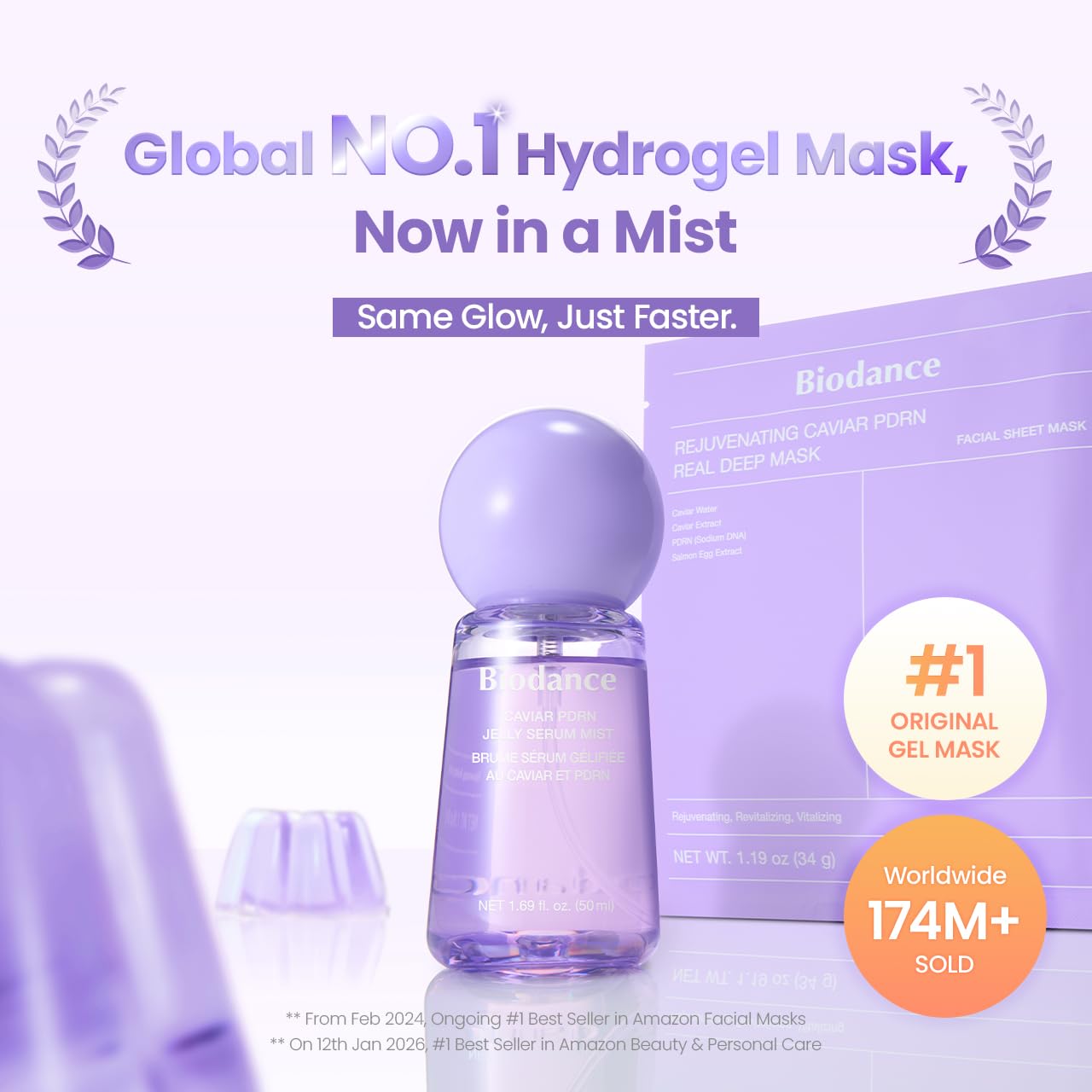 BIODANCE Caviar PDRN Jelly Serum Mist, Hydrating Face Mist, Revitalizing & Radiance Face Spray, Sprayable Hydrogel, Travel Essentials & Self Care Gifts - dailyvitalstore