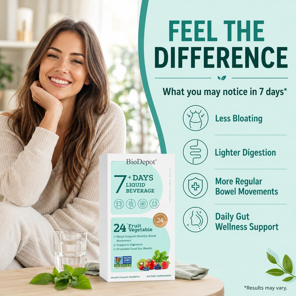 Biodepot 7 Days Colon Cleanse Liquid Beverage Gut Health Detox & Clean for Women & Men, 24 Fruit Vegetable Complex Probiotic Drink for Bowel Movements, - dailyvitalstore