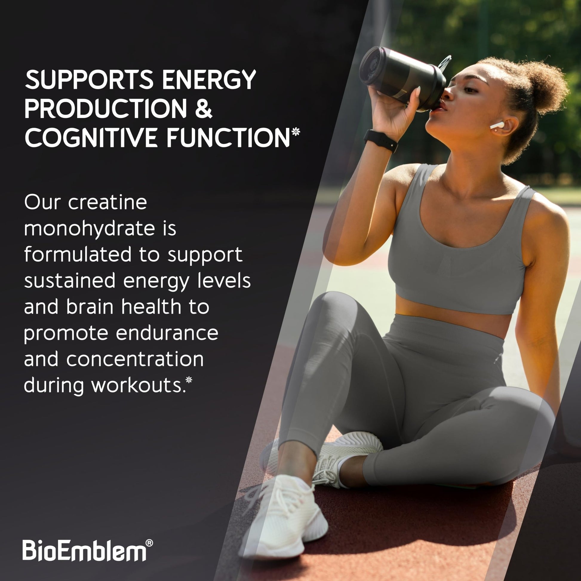 BioEmblem Creatine Monohydrate Powder - Unflavored Micronized Creatine Easily Mixes - Muscle Strength, Workout Recovery, Exercise Performance - dailyvitalstore