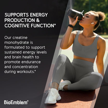 BioEmblem Creatine Monohydrate Powder - Unflavored Micronized Creatine Easily Mixes - Muscle Strength, Workout Recovery, Exercise Performance - dailyvitalstore