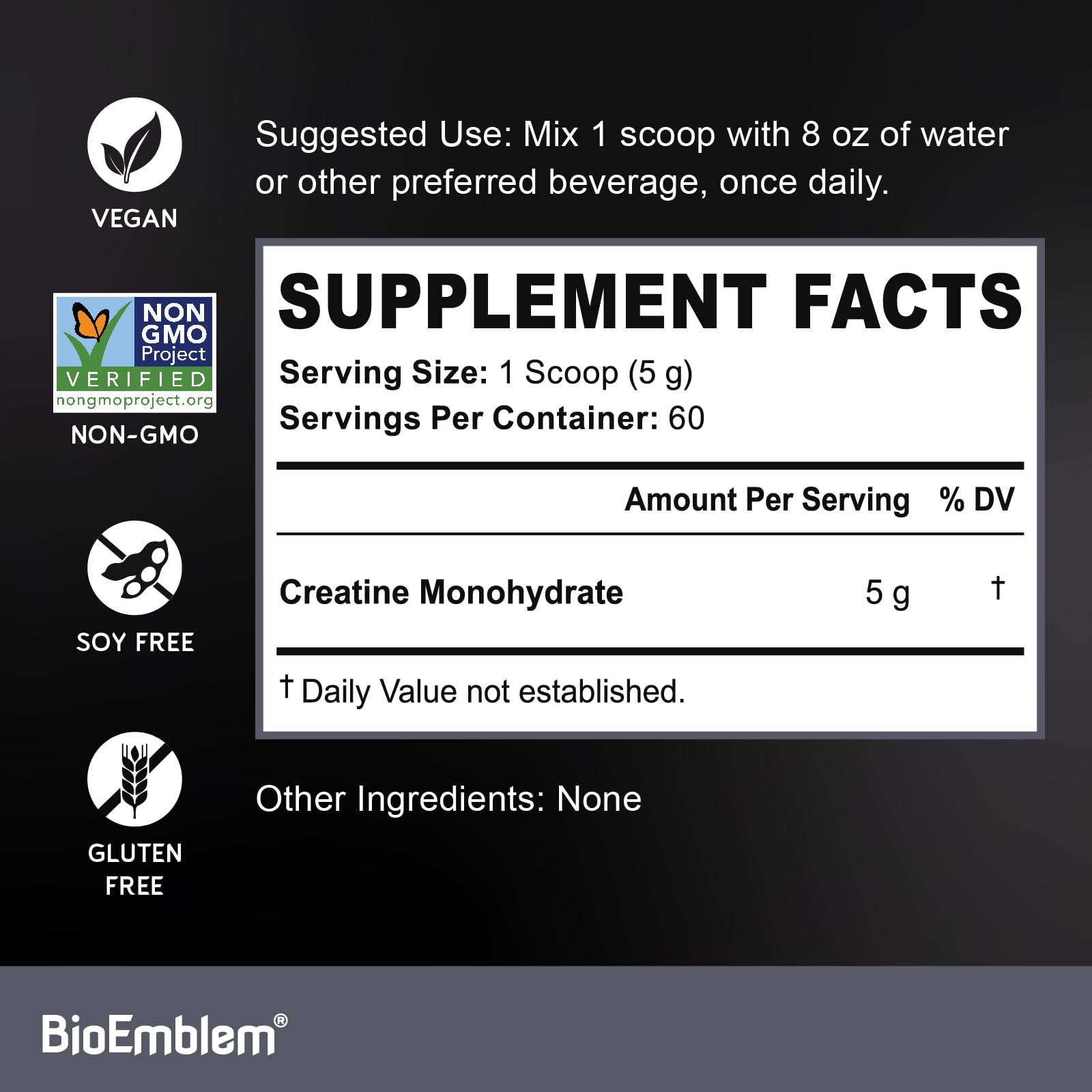 BioEmblem Creatine Monohydrate Powder - Unflavored Micronized Creatine Easily Mixes - Muscle Strength, Workout Recovery, Exercise Performance - dailyvitalstore