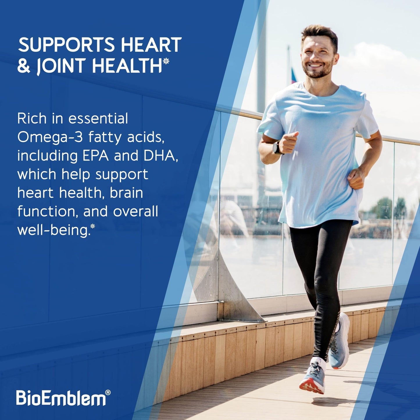 BioEmblem Omega-3 Fish Oil 2000mg - Small Size Softgels, High Absorption Form, Sustainable - 1400mg EPA &DHA Plus Vitamin D3, Non-GMO, Heart, Joint, & Brain Health Fish Oil Supplement, 120 Ct - dailyvitalstore
