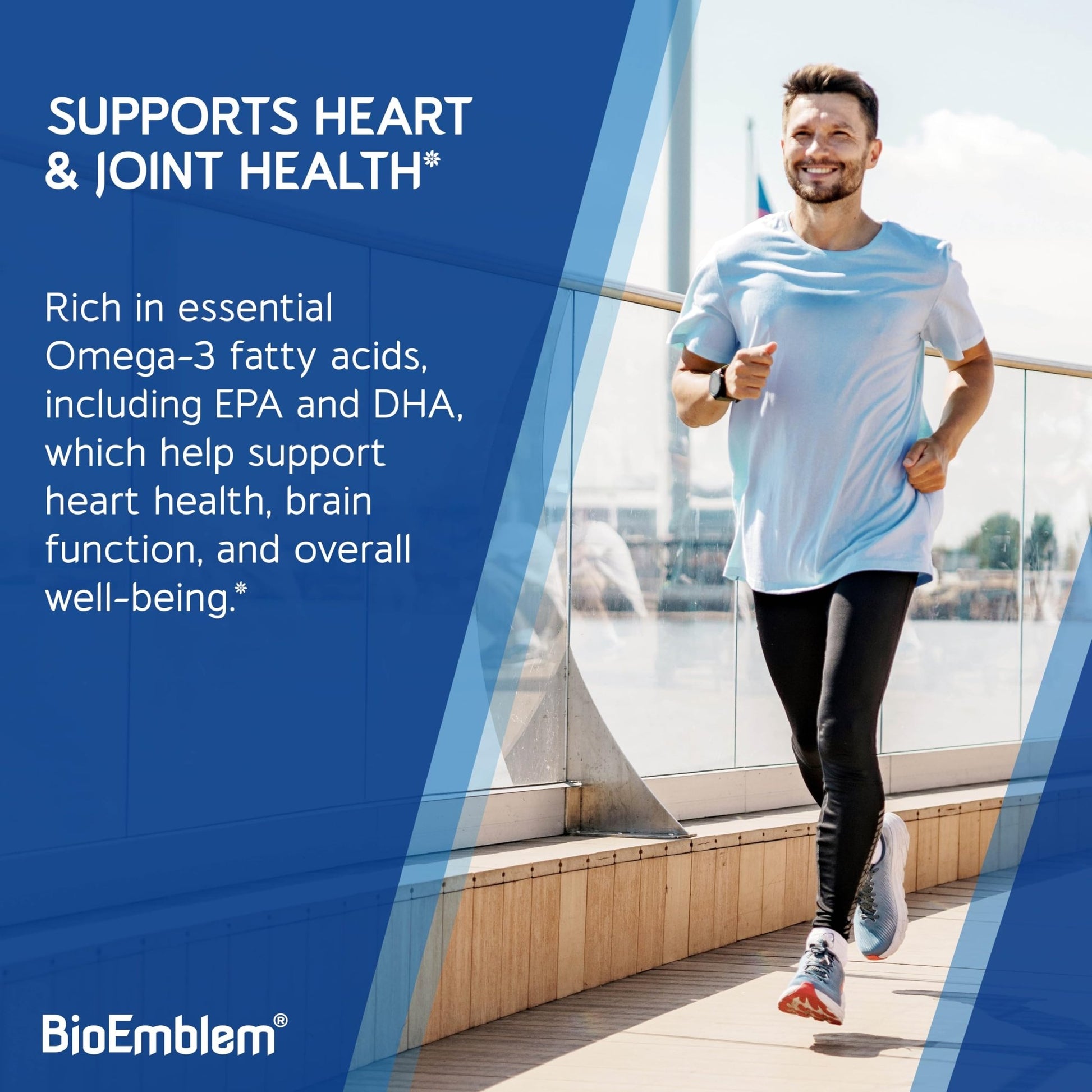 BioEmblem Omega-3 Fish Oil 2000mg - Small Size Softgels, High Absorption Form, Sustainable - 1400mg EPA &DHA Plus Vitamin D3, Non-GMO, Heart, Joint, & Brain Health Fish Oil Supplement, 120 Ct - dailyvitalstore