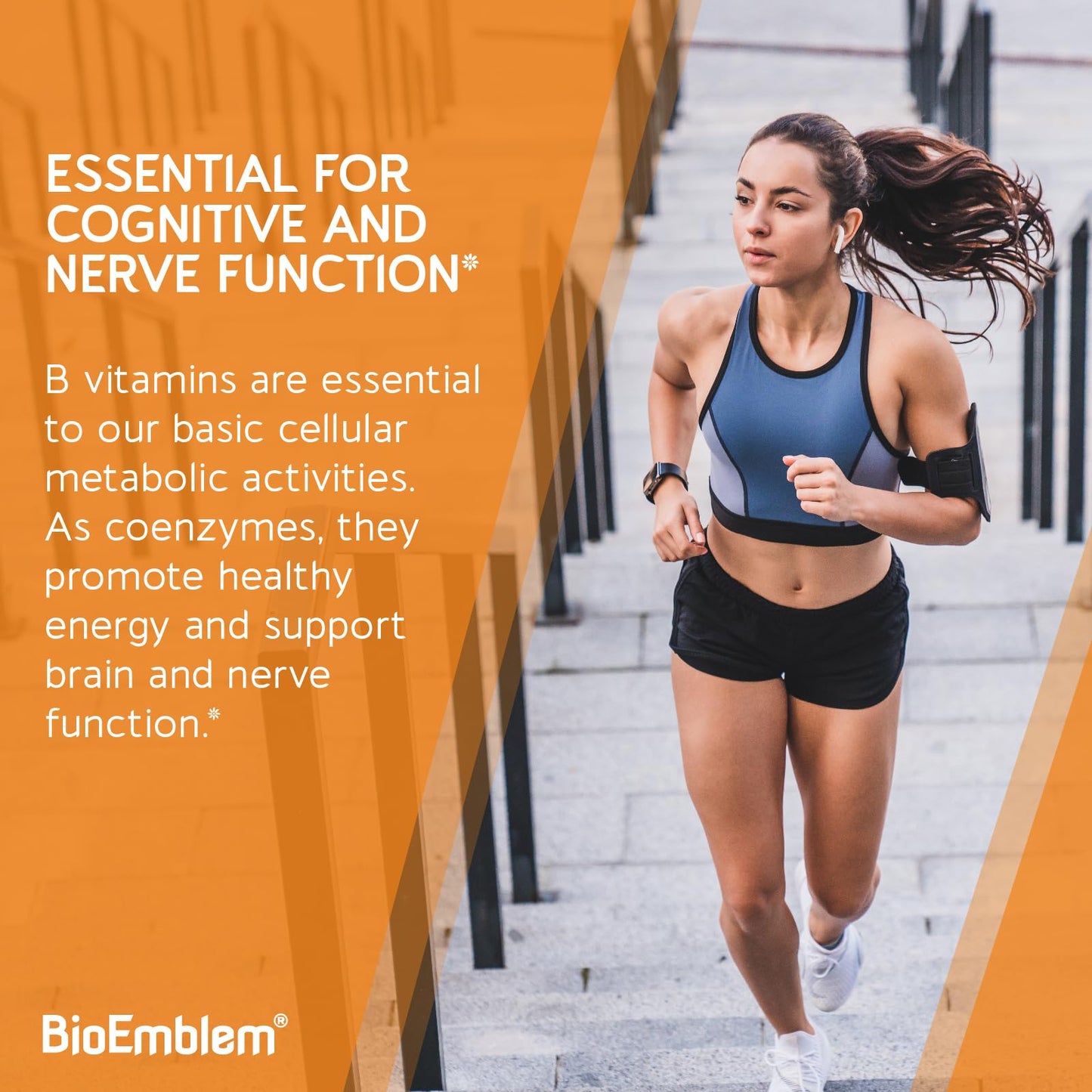 BioEmblem Vitamin B-Complex - All 8 Active Forms with Methyl Folate, Methyl B12, B6, Biotin Plus Choline Inositol, Supports Energy, Metabolism, Brain, Heart Health - dailyvitalstore