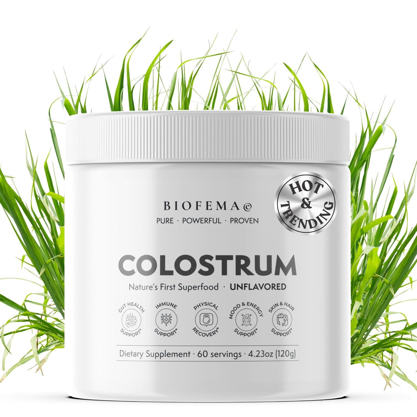 BIOFEMA Bovine Colostrum Supplement - Natures Superfood – First Milk Powder Magic for Gut Health, Immune Support, Physical Recovery, Skin, Hair & Nail Health - dailyvitalstore