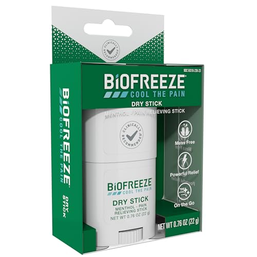 Biofreeze Dry Stick, Mess-Free Relief for Neck, Shoulder, Knee, Hip, Hand & Joint, Cooling Menthol Pain Relief Stick, Up to 100 Uses - dailyvitalstore