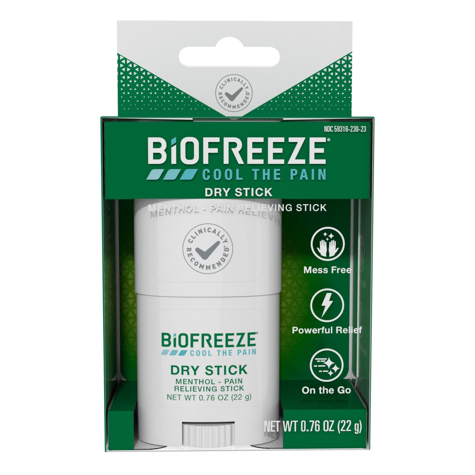 Biofreeze Dry Stick, Mess-Free Relief for Neck, Shoulder, Knee, Hip, Hand & Joint, Cooling Menthol Pain Relief Stick, Up to 100 Uses - dailyvitalstore