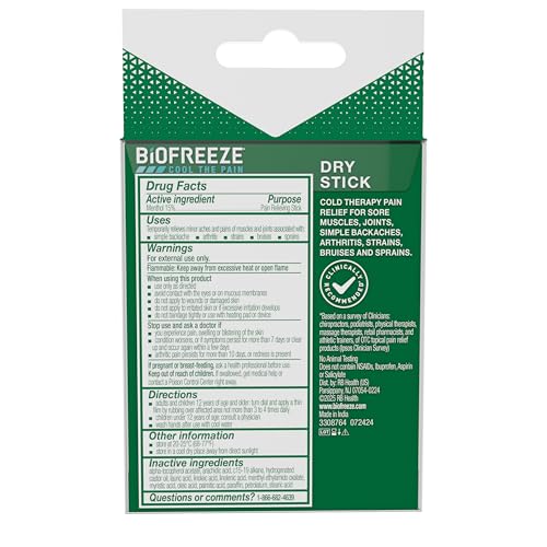 Biofreeze Dry Stick, Mess-Free Relief for Neck, Shoulder, Knee, Hip, Hand & Joint, Cooling Menthol Pain Relief Stick, Up to 100 Uses - dailyvitalstore