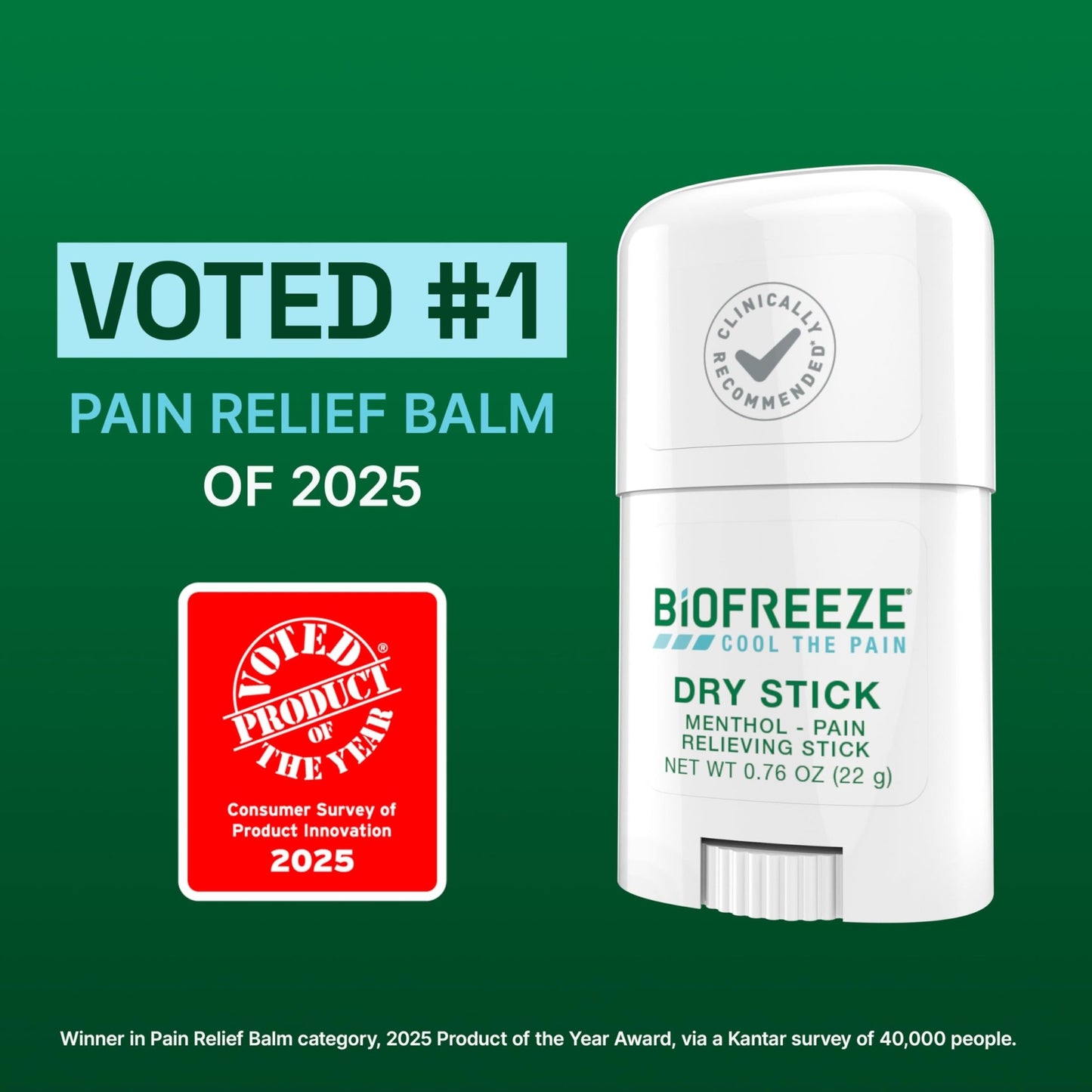 Biofreeze Dry Stick, Mess-Free Relief for Neck, Shoulder, Knee, Hip, Hand & Joint, Cooling Menthol Pain Relief Stick, Up to 100 Uses - dailyvitalstore