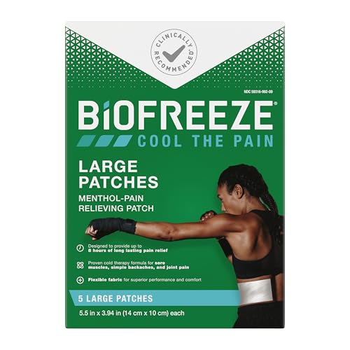 Biofreeze Menthol Pain Relieving Patches (5 Patches Per Box) Up To 8 Hours Of Pain Relief From Sore Muscles, Arthritis, Backaches, Spains, Bruises, Strains And Joint Pain (Package May Vary) - dailyvitalstore