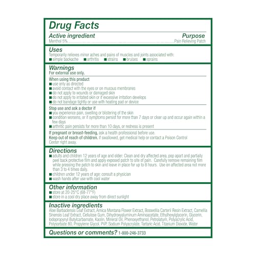 Biofreeze Menthol Pain Relieving Patches (5 Patches Per Box) Up To 8 Hours Of Pain Relief From Sore Muscles, Arthritis, Backaches, Spains, Bruises, Strains And Joint Pain (Package May Vary) - dailyvitalstore