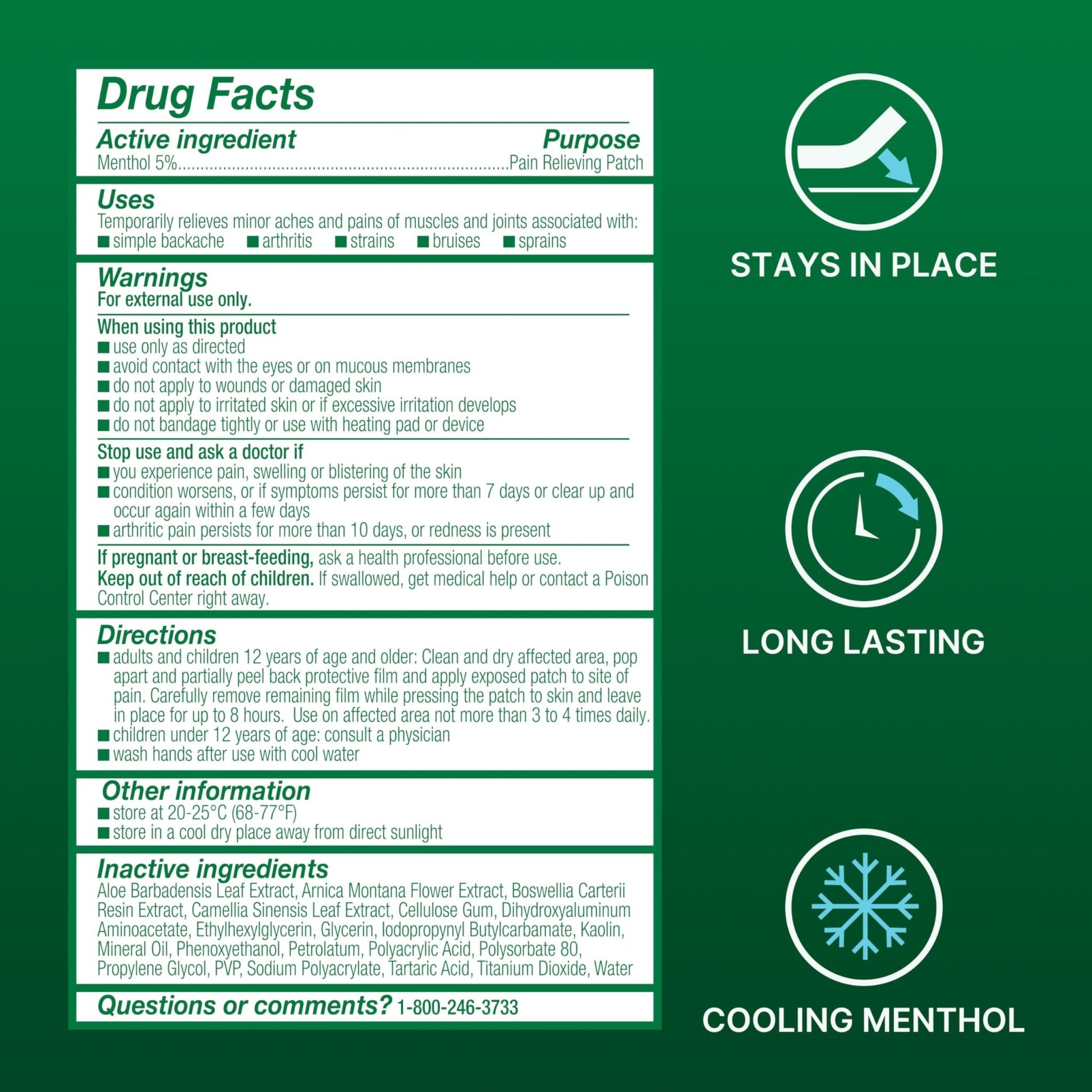 Biofreeze Menthol Pain Relieving Patches (5 Patches Per Box) Up To 8 Hours Of Pain Relief From Sore Muscles, Arthritis, Backaches, Spains, Bruises, Strains And Joint Pain (Package May Vary) - dailyvitalstore