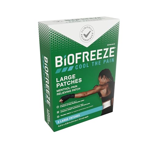 Biofreeze Menthol Pain Relieving Patches (5 Patches Per Box) Up To 8 Hours Of Pain Relief From Sore Muscles, Arthritis, Backaches, Spains, Bruises, Strains And Joint Pain (Package May Vary) - dailyvitalstore
