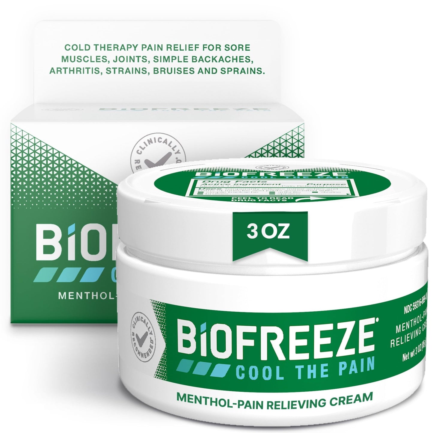 Biofreeze Pain Relief Cream for Knee, Neck, Hip, Joint, Shoulder, & Simple Backache, Arthritis Pain Reliever, Sore Muscle Relief, Cooling Menthol Pain Cream, 3 Oz - dailyvitalstore