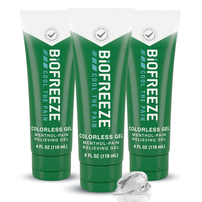 Biofreeze Pain Relief Gel for Knee, Neck, Hip, Joint, Shoulder, & Simple Backache, Arthritis Pain Reliever, Sore Muscle Relief, Colorless Menthol Gel 4 Fl Oz (Pack of 3) - dailyvitalstore