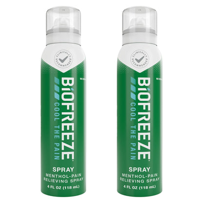 Biofreeze Pain Relief Spray, Arthritis Pain Reliever, Knee & Lower Back Pain Relief, Sore Muscle Relief, Neck Pain Relief, 2 Pack (4 FL OZ Biofreeze Menthol Spray) - dailyvitalstore