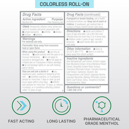 Biofreeze Professional Colorless Pain Relief Roll On, Knee & Simple Backache Relief, Arthritis Pain Reliever, Neck Pain Relief, Cooling Joint Pain Relief, Roll-On Menthol Gel 3 Fl Oz - dailyvitalstore