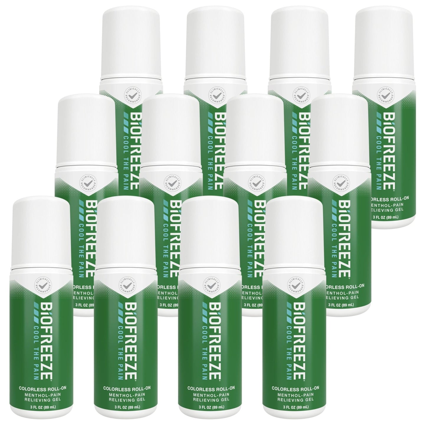 Biofreeze Roll-On Pain-Relieving Gel 3 FL OZ, Colorless (Pack Of 12) Topical Pain Reliever For Muscles And Joints From Arthritis, Backache, Strains, Bruises, & Sprains - dailyvitalstore