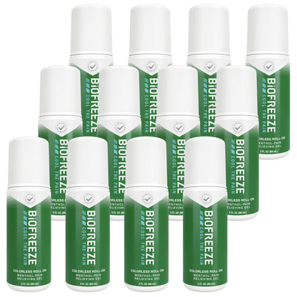 Biofreeze Roll-On Pain-Relieving Gel 3 FL OZ, Colorless (Pack Of 12) Topical Pain Reliever For Muscles And Joints From Arthritis, Backache, Strains, Bruises, & Sprains - dailyvitalstore