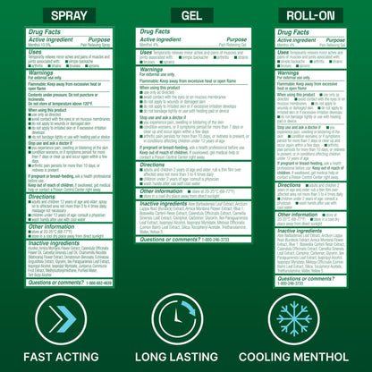 Biofreeze Spray, Gel, & Roll-On Pain Relief Variety Pack, Muscle Pain Relief, Arthritis Pain Reliver, Neck Pain Relief, Cooling Menthol Joint Pain Relief, 3 Fl Oz Spray, 3 Fl Oz Gel, 2.5 Fl Oz Roll On - dailyvitalstore