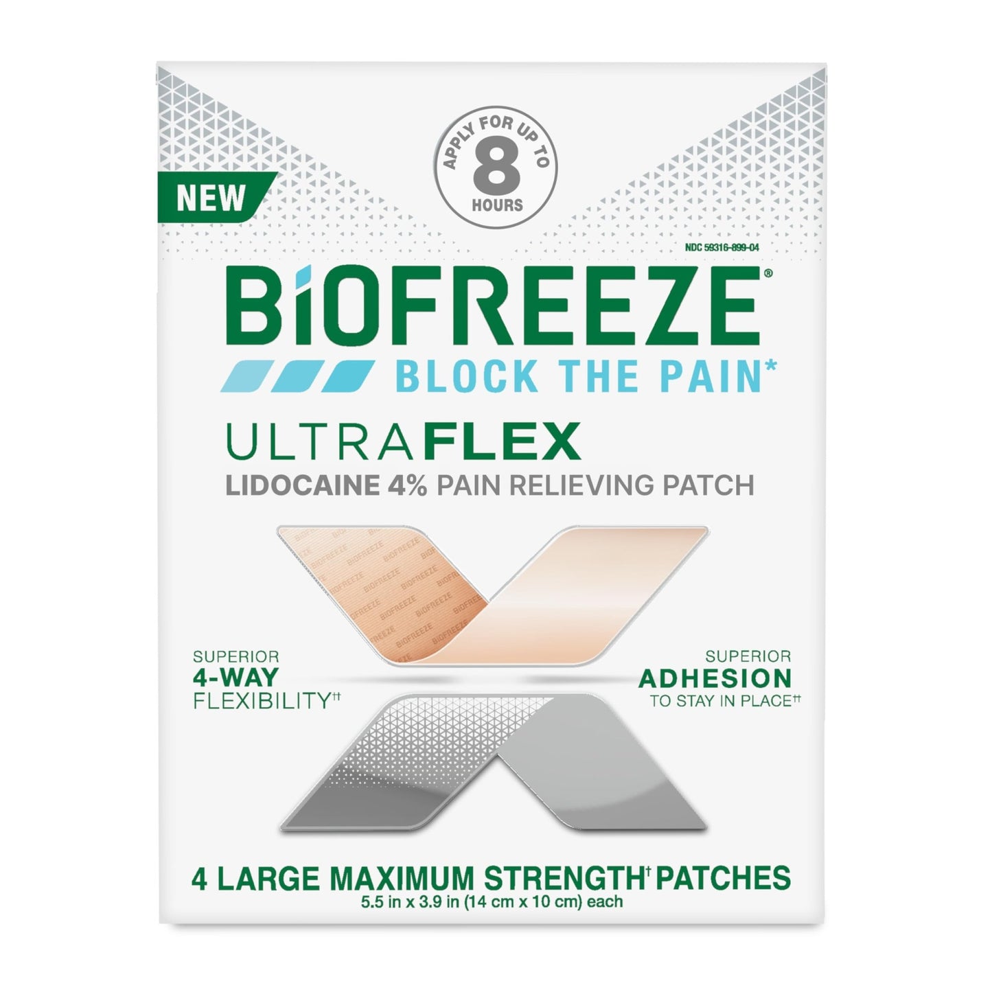 Biofreeze Ultraflex Maximum Strength 4% Lidocaine Patches, Non-Menthol, Flexible Pain Relief Patch for Lower Back, Lidocaine Patch for Neck, Knee, Shoulder, 4 Large Pain Patches - dailyvitalstore