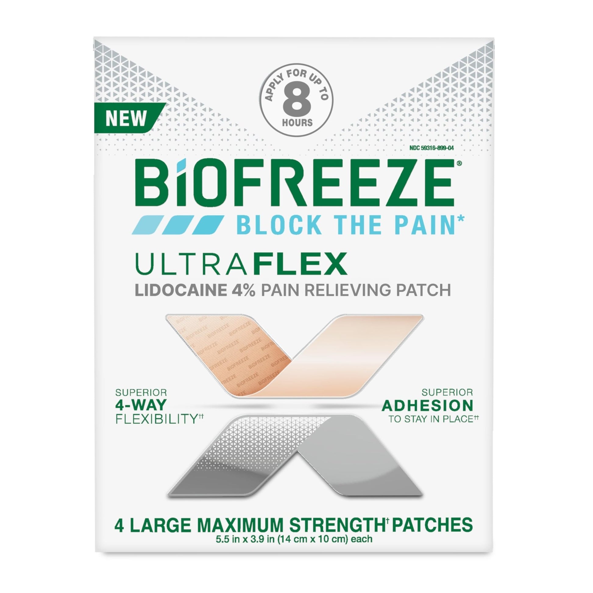 Biofreeze Ultraflex Maximum Strength 4% Lidocaine Patches, Non-Menthol, Flexible Pain Relief Patch for Lower Back, Lidocaine Patch for Neck, Knee, Shoulder, 4 Large Pain Patches - dailyvitalstore