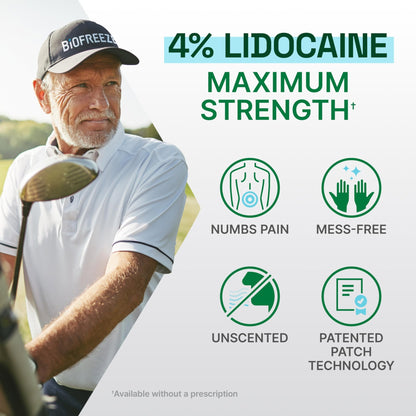 Biofreeze Ultraflex Maximum Strength 4% Lidocaine Patches, Non-Menthol, Flexible Pain Relief Patch for Lower Back, Lidocaine Patch for Neck, Knee, Shoulder, 4 Large Pain Patches - dailyvitalstore