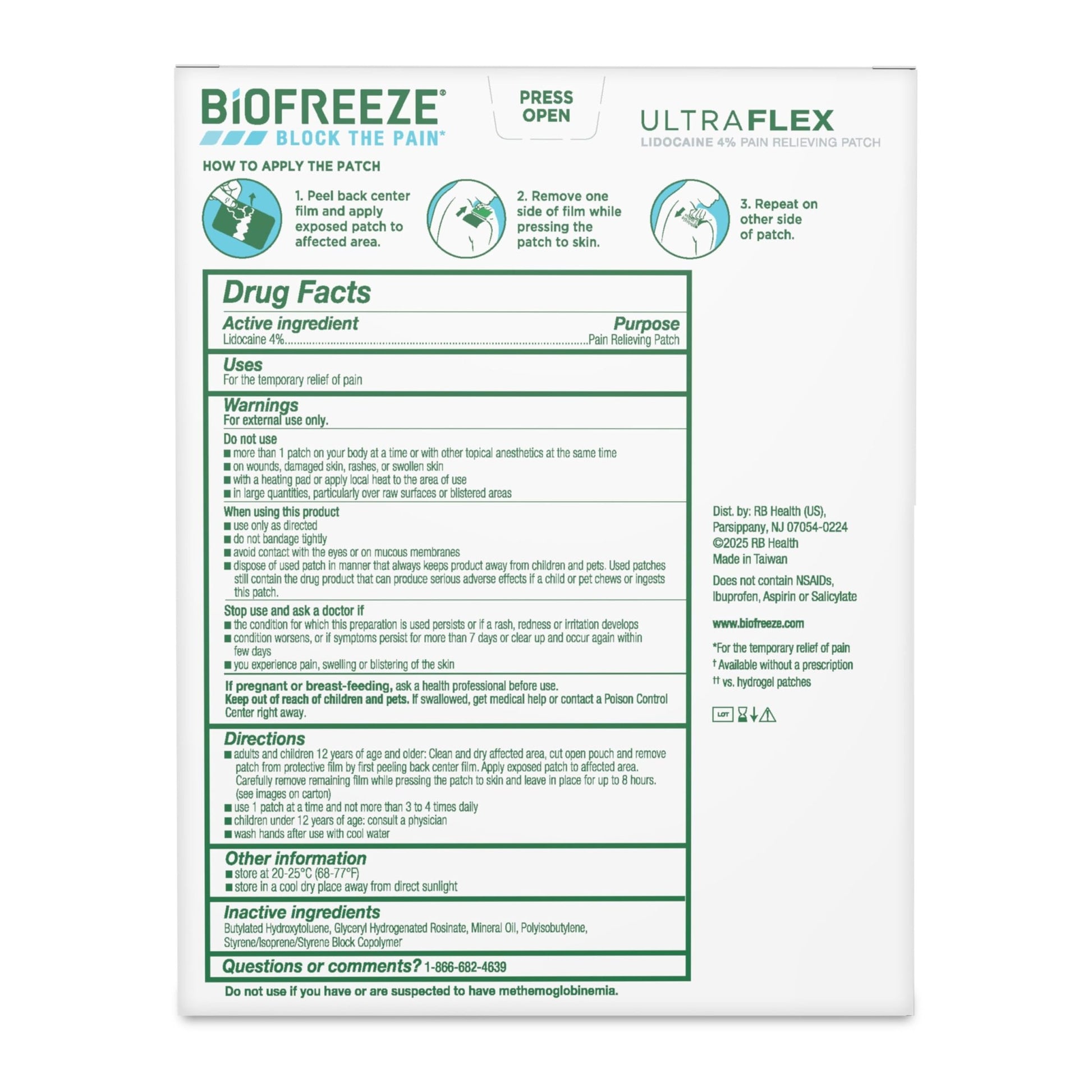 Biofreeze Ultraflex Maximum Strength 4% Lidocaine Patches, Non-Menthol, Flexible Pain Relief Patch for Lower Back, Lidocaine Patch for Neck, Knee, Shoulder, 4 Large Pain Patches - dailyvitalstore