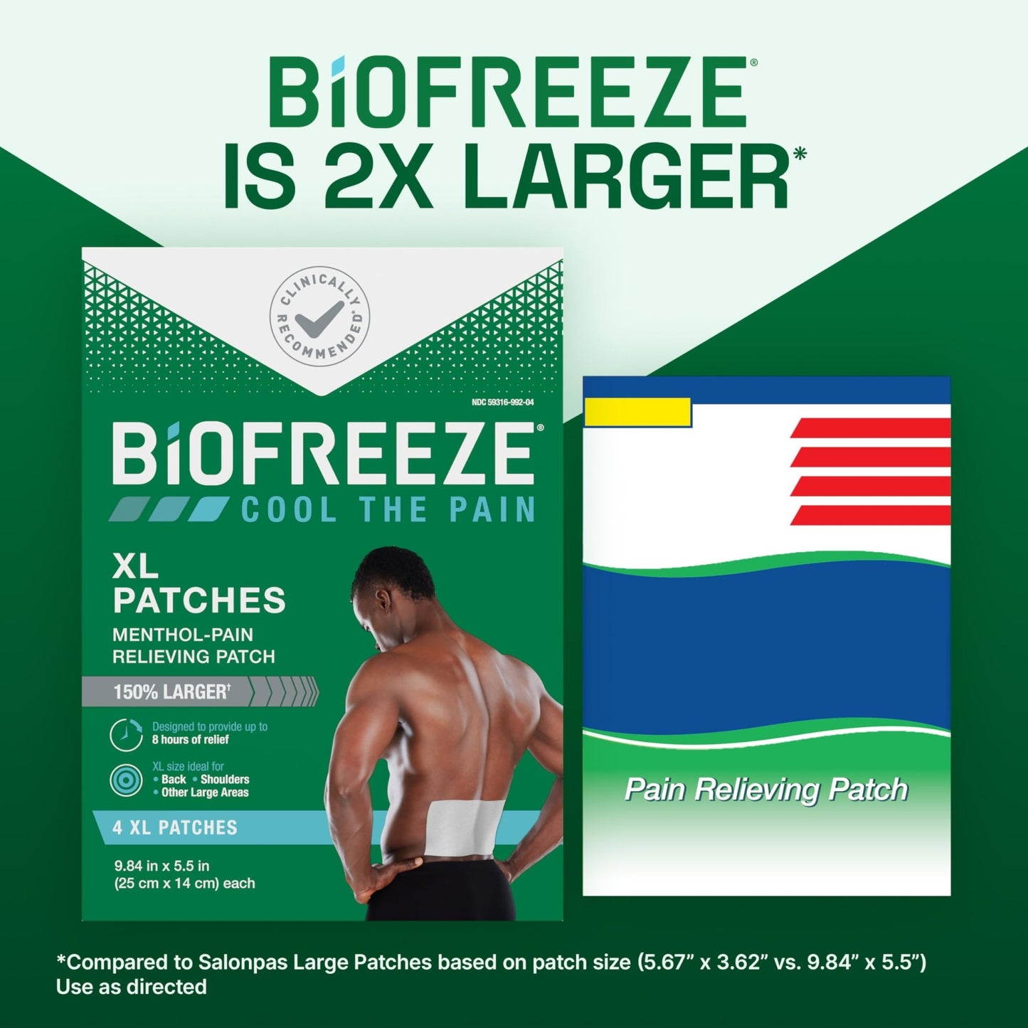 Biofreeze XL Pain Relief Patches, Menthol Pain Patches for Lower Back, Neck, Knee, & Shoulder, Comfortable & Flexible Fabric Stays in Place, 4 ct - dailyvitalstore