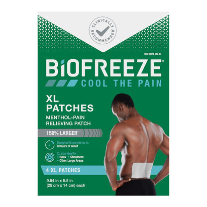 Biofreeze XL Pain Relief Patches, Menthol Pain Patches for Lower Back, Neck, Knee, & Shoulder, Comfortable & Flexible Fabric Stays in Place, 4 ct - dailyvitalstore