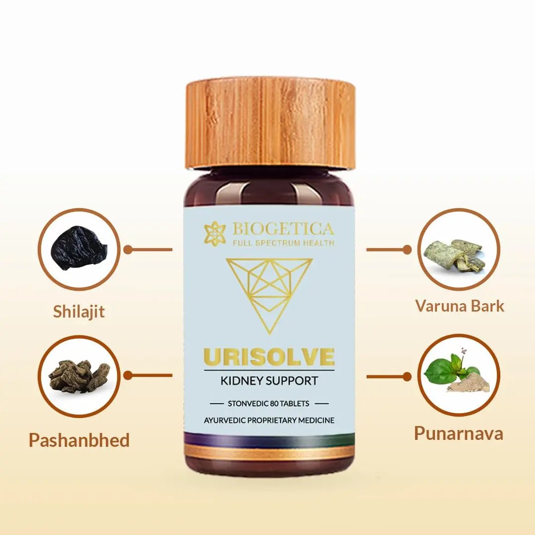 Biogetica Urisolve Kidney Care Herbal Supplement with Asparagus Racemosus & Terminalia Chebula for Optimal Urinary System Support - Non-GMO - 100% Vegan Ayurveda Supplement - 80 Tablets - dailyvitalstore