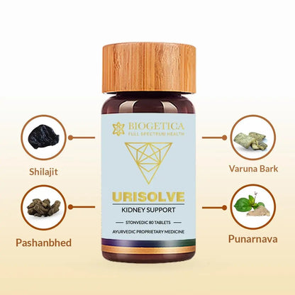 Biogetica Urisolve Kidney Care Herbal Supplement with Asparagus Racemosus & Terminalia Chebula for Optimal Urinary System Support - Non-GMO - 100% Vegan Ayurveda Supplement - 80 Tablets - dailyvitalstore