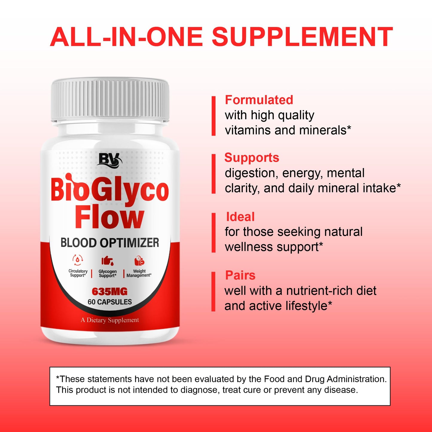BioGlyco Flow Advanced Daily Multivitamin Health Support and All Natural Wellness Supplement Formula, BioGlyco Flow Premium Health and Wellness Support Formula Supplement (2 Pack - 120 Capsules) - dailyvitalstore