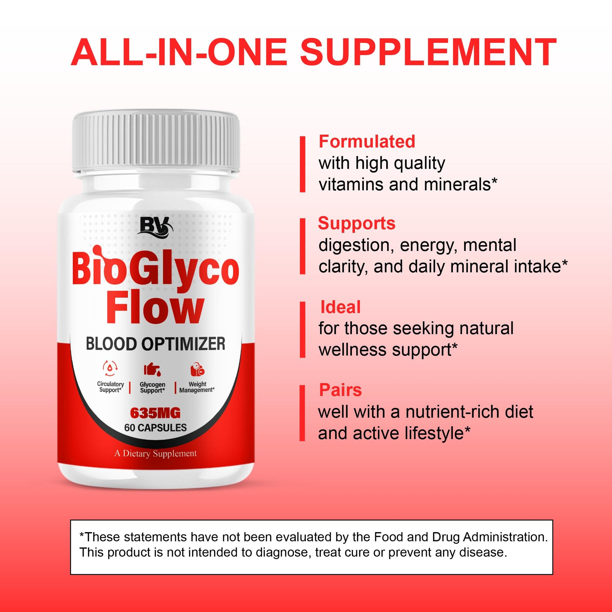 BioGlyco Flow Advanced Daily Multivitamin Health Support and All Natural Wellness Supplement Formula, BioGlyco Flow Premium Health and Wellness Support Formula Supplement (2 Pack - 120 Capsules) - dailyvitalstore