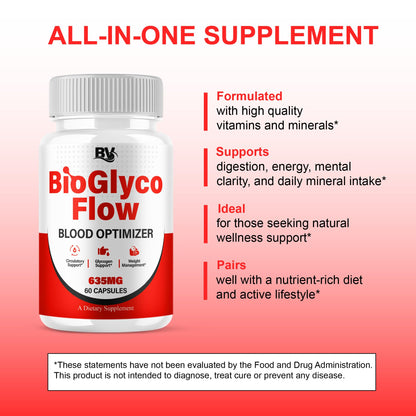 BioGlyco Flow Advanced Daily Multivitamin Health Support and All Natural Wellness Supplement Formula, BioGlyco Flow Premium Health and Wellness Support Formula Supplement (2 Pack - 120 Capsules) - dailyvitalstore