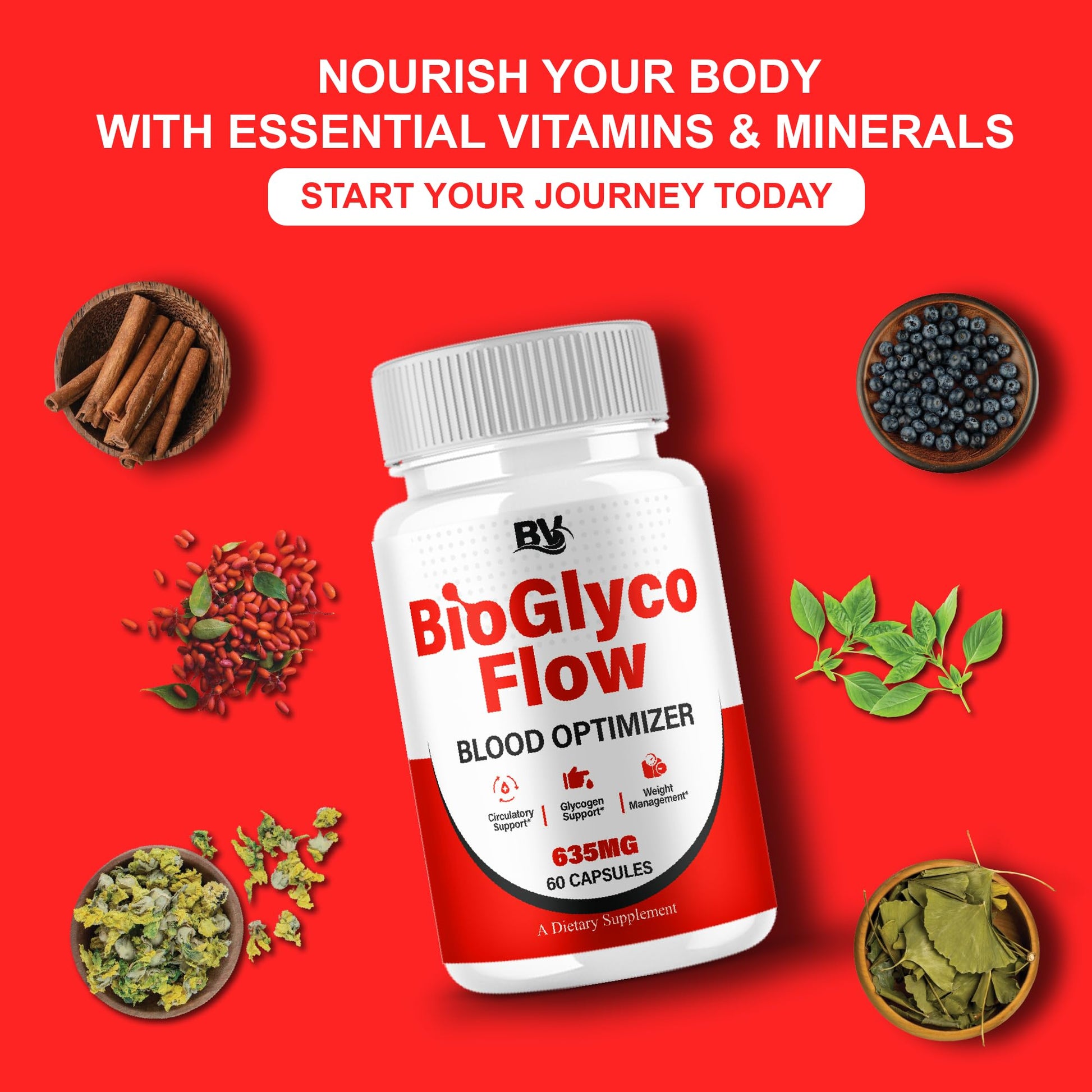 BioGlyco Flow Advanced Daily Multivitamin Health Support and All Natural Wellness Supplement Formula, BioGlyco Flow Premium Health and Wellness Support Formula Supplement (2 Pack - 120 Capsules) - dailyvitalstore