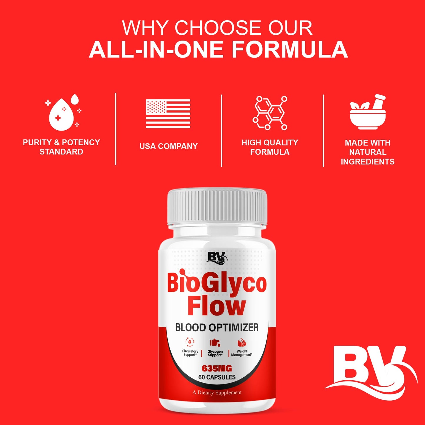 BioGlyco Flow Advanced Daily Multivitamin Health Support and All Natural Wellness Supplement Formula, BioGlyco Flow Premium Health and Wellness Support Formula Supplement (1 Pack - 60 Capsules) - dailyvitalstore