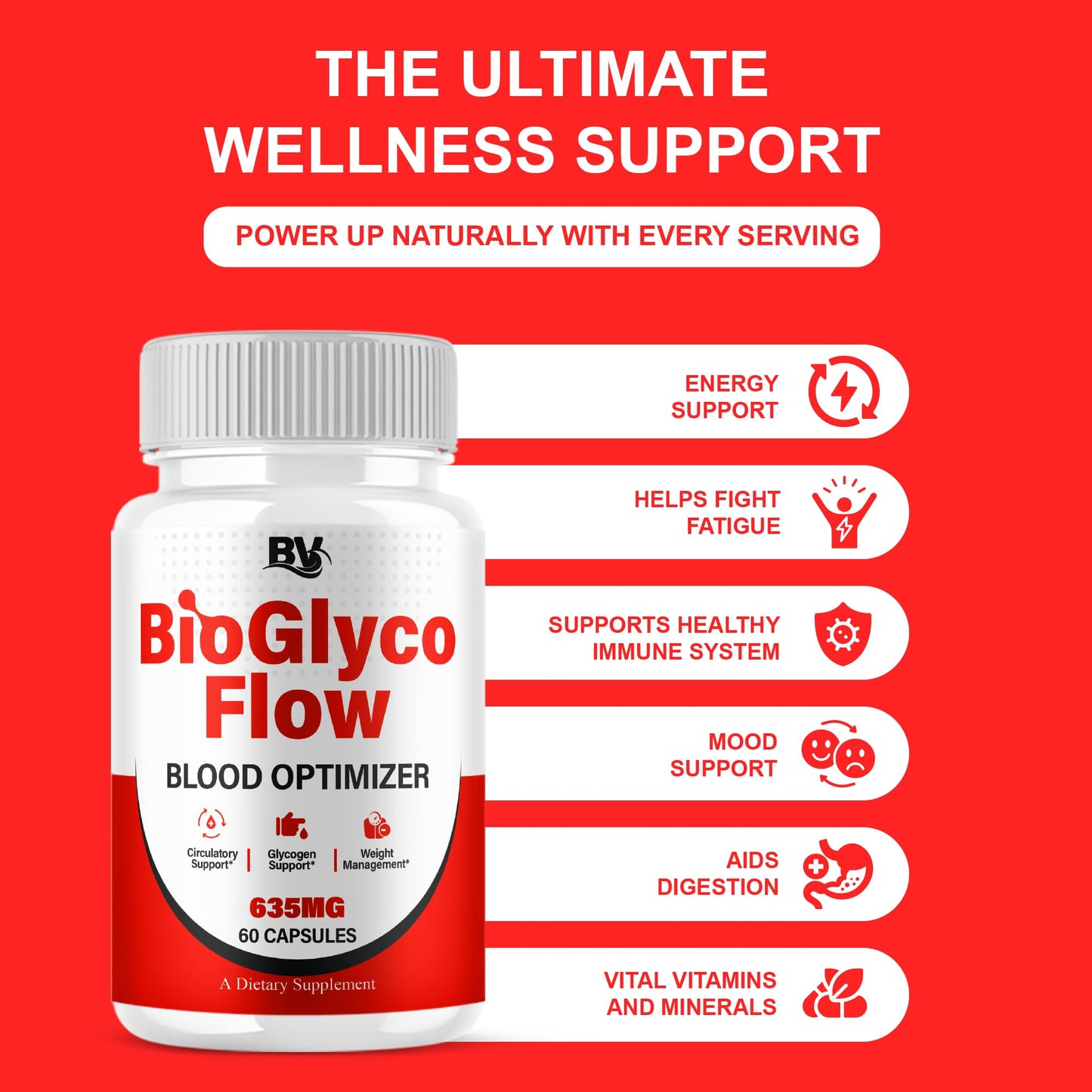 BioGlyco Flow Advanced Daily Multivitamin Health Support and All Natural Wellness Supplement Formula, BioGlyco Flow Premium Health and Wellness Support Formula Supplement (1 Pack - 60 Capsules) - dailyvitalstore