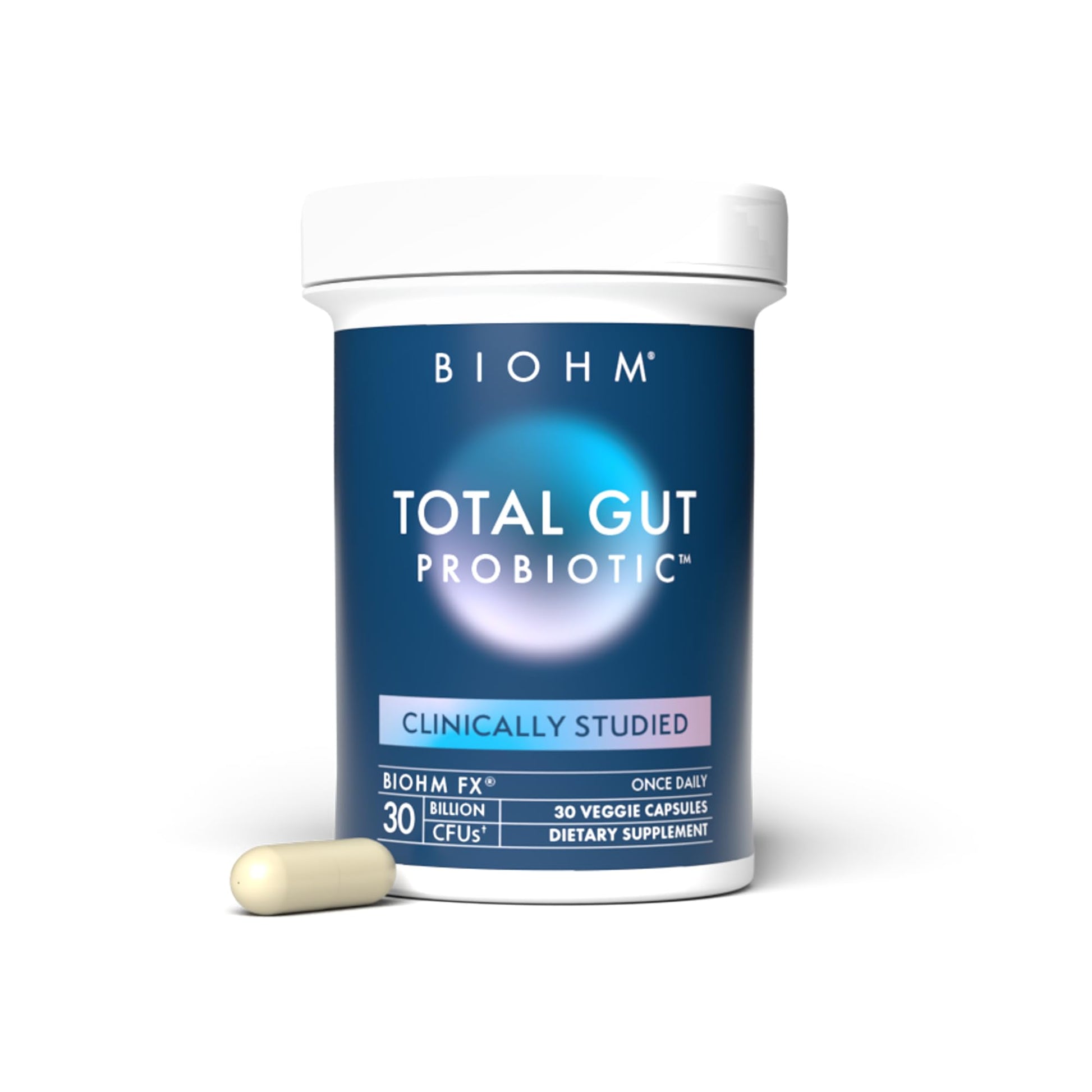 BIOHM Total Probiotic, 30 Billion CFU Daily Probiotics for Women & Men (30 Count) Helps Reduce Occasional Gas & Bloating, - dailyvitalstore