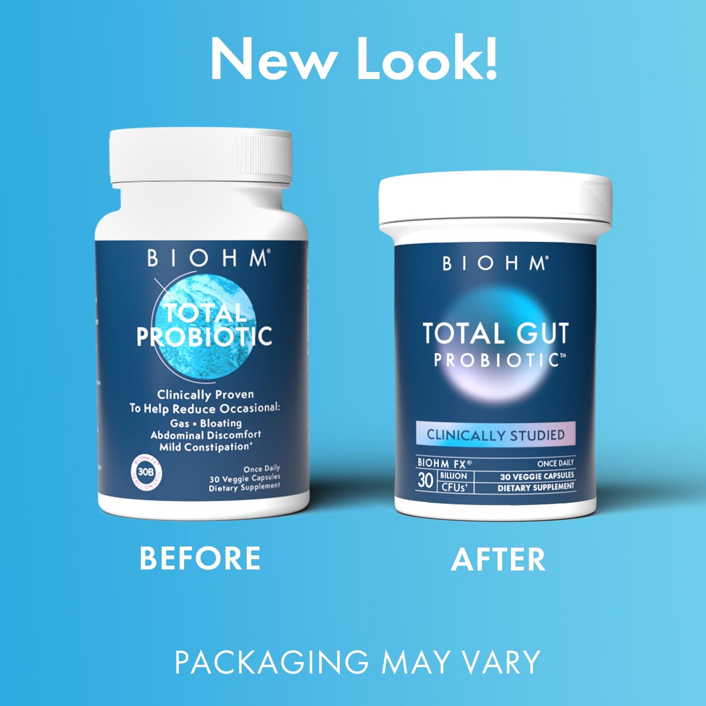 BIOHM Total Probiotic, 30 Billion CFU Daily Probiotics for Women & Men (30 Count) Helps Reduce Occasional Gas & Bloating, - dailyvitalstore