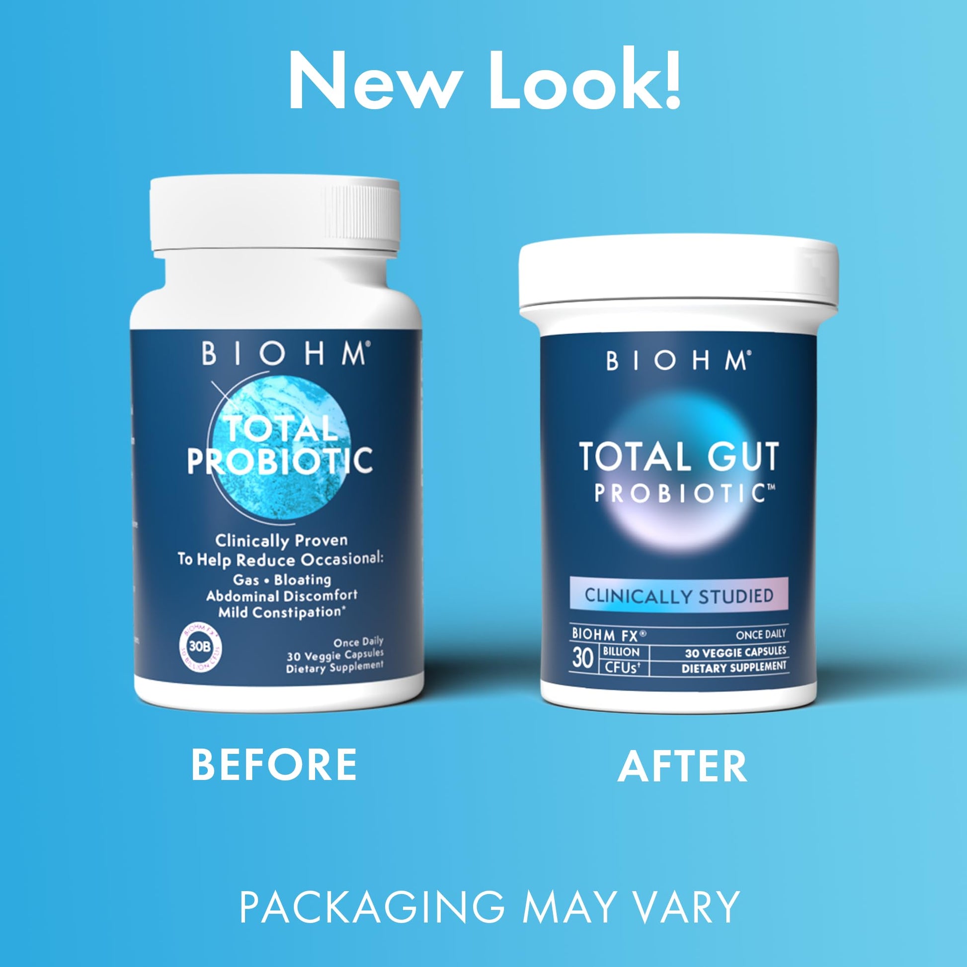 BIOHM Total Probiotic, 30 Billion CFU Daily Probiotics for Women & Men (30 Count) Helps Reduce Occasional Gas & Bloating, - dailyvitalstore