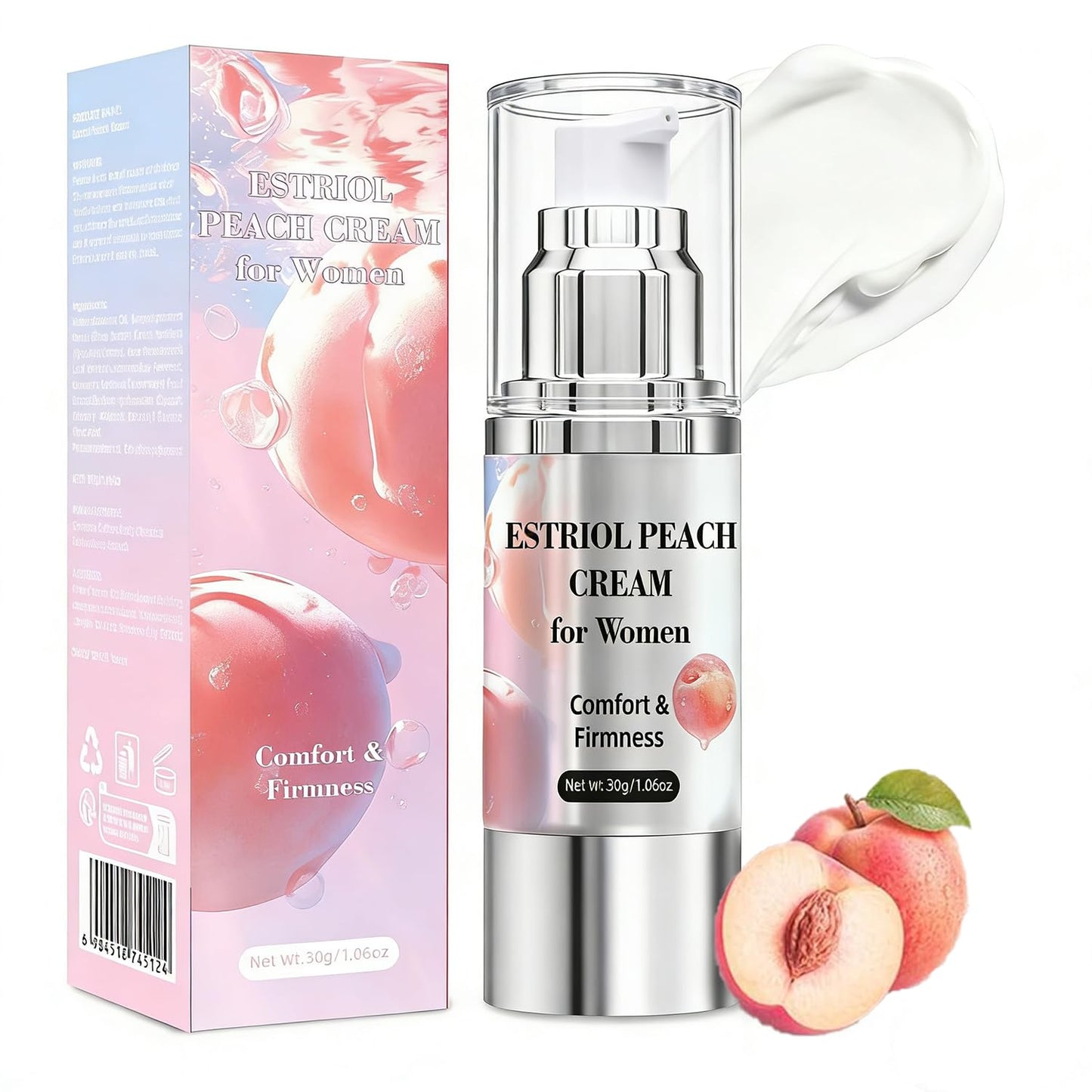 Bioidentical Estriol Cream for Women, Intimate Moisturizing Cream for Vaginal Dryness & Discomfort, Menopause Support (Peach Flavor) - dailyvitalstore