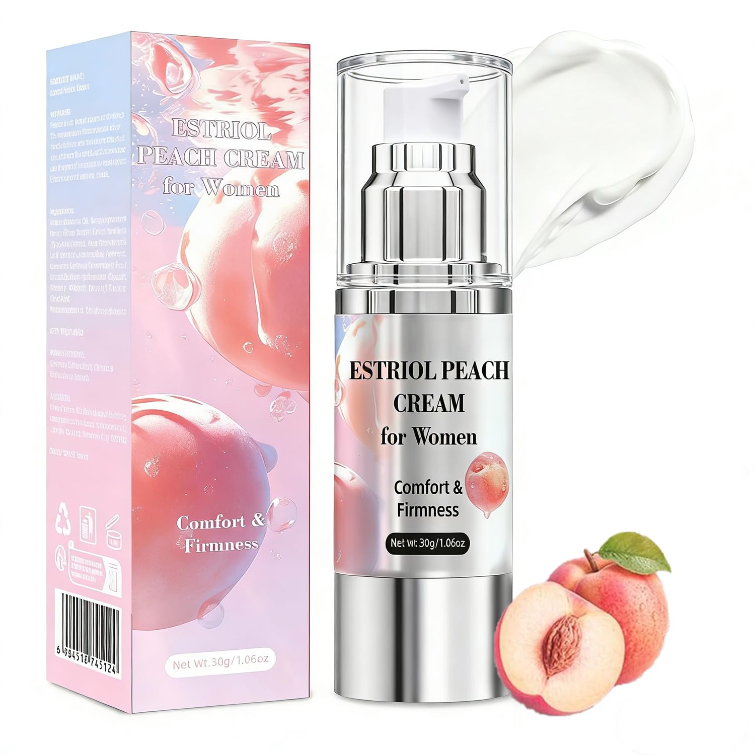 Bioidentical Estriol Cream for Women, Intimate Moisturizing Cream for Vaginal Dryness & Discomfort, Menopause Support (Peach Flavor) - dailyvitalstore