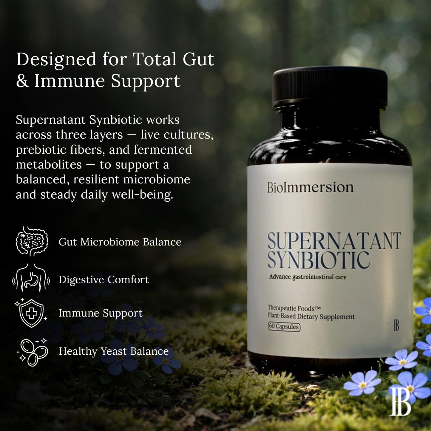 BioImmersion Supernatant Synbiotic - Prebiotic Probiotic Postbiotic - Eases Digestive Discomfort, Gut Imbalance & Yeast Overgrowth - Immune & Microbiome Support - dailyvitalstore