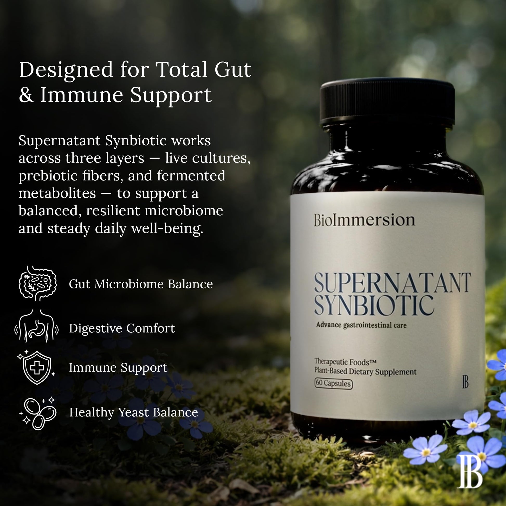 BioImmersion Supernatant Synbiotic - Prebiotic Probiotic Postbiotic - Eases Digestive Discomfort, Gut Imbalance & Yeast Overgrowth - Immune & Microbiome Support - dailyvitalstore